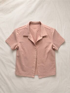 Soft Pink Short-Sleeve Button Front Jacket